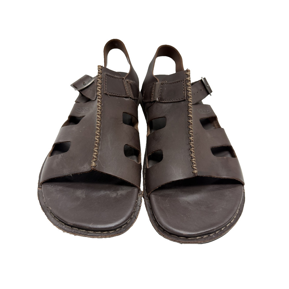 Keen Alman Fisherman Sandals Dark Brown Full-Grain Leather Size 10